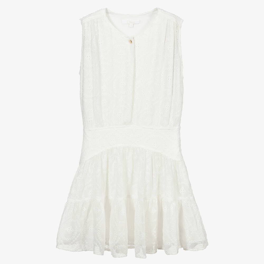 Chloé-Ivory Silk Crêpe Dress | Childrensalon Outlet
