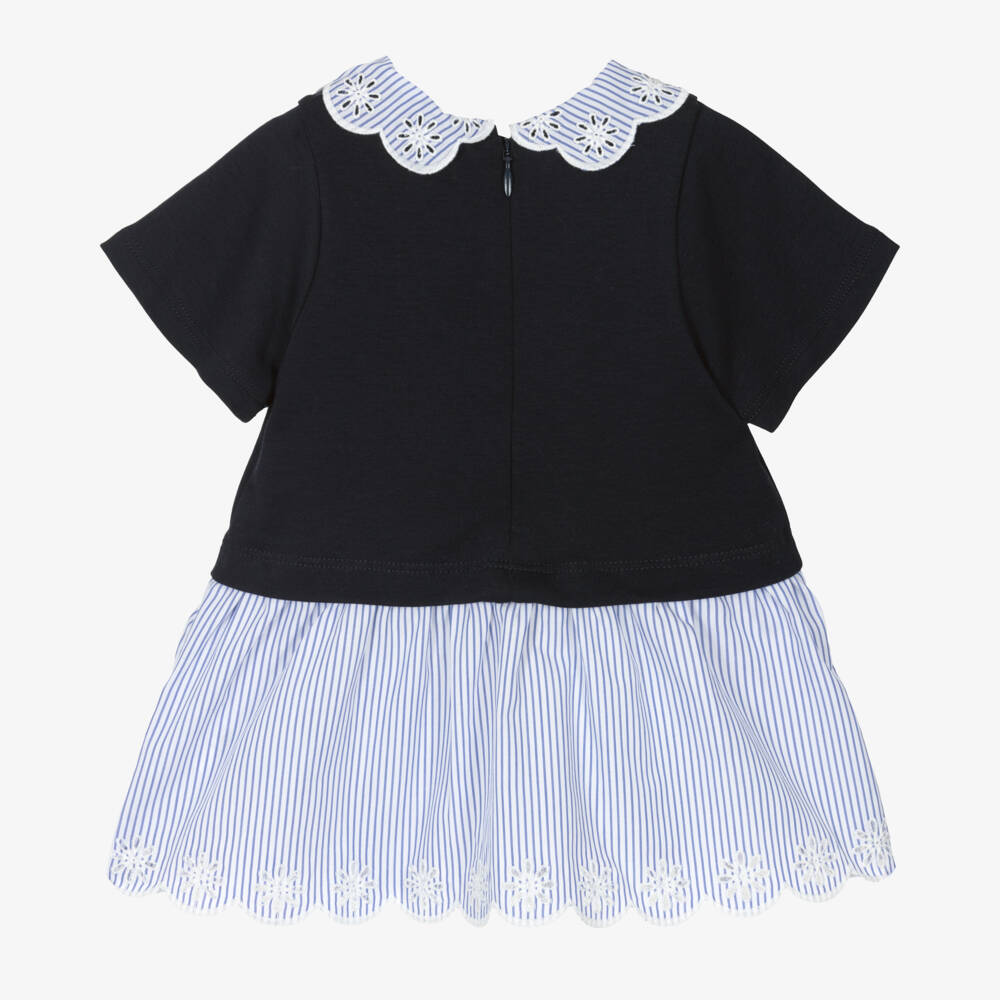 Chloé-Little Girls Navy Striped Cotton Dress | Childrensalon Outlet