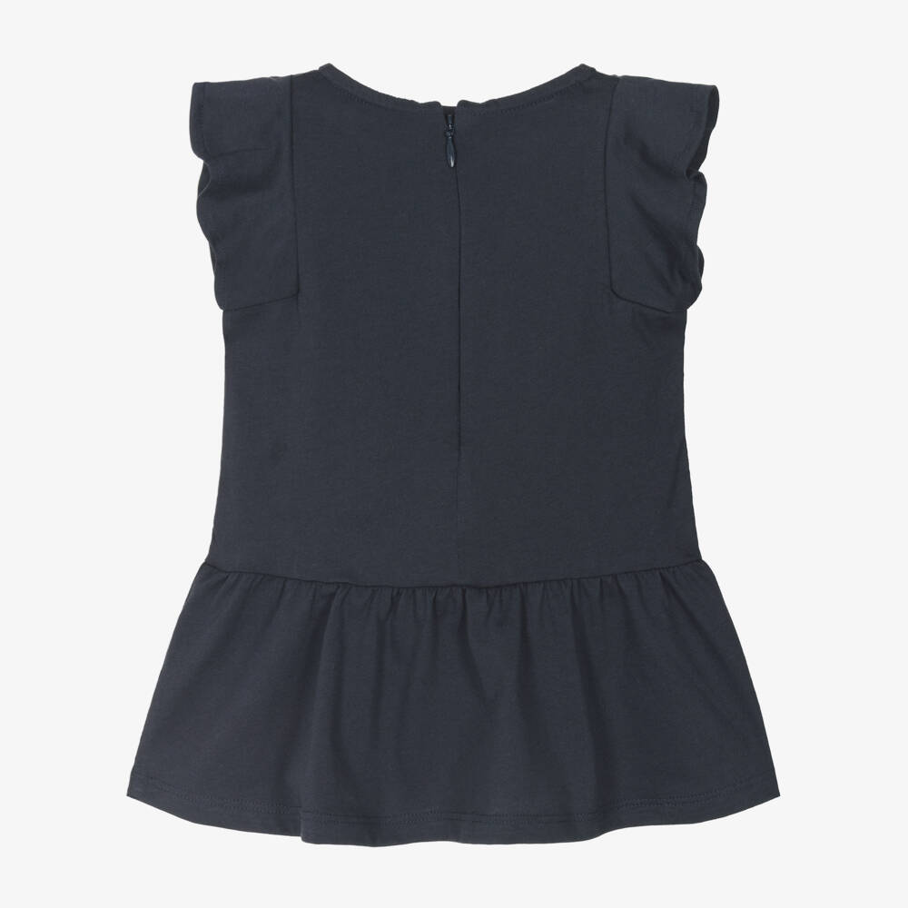 Chloé-Little Ladies Navy Cotton Dress | Childrensalon Outlet