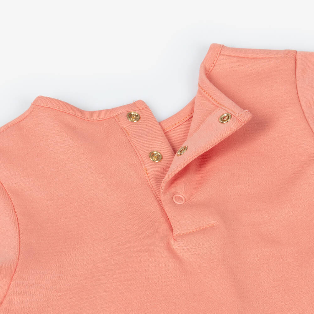 Chloé-Pink Coral Cotton Tee for Girls | Childrensalon Outlet