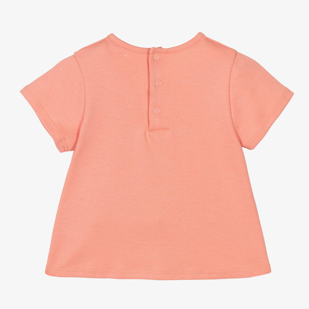 Chloé-Pink Coral Cotton Tee for Girls | Childrensalon Outlet