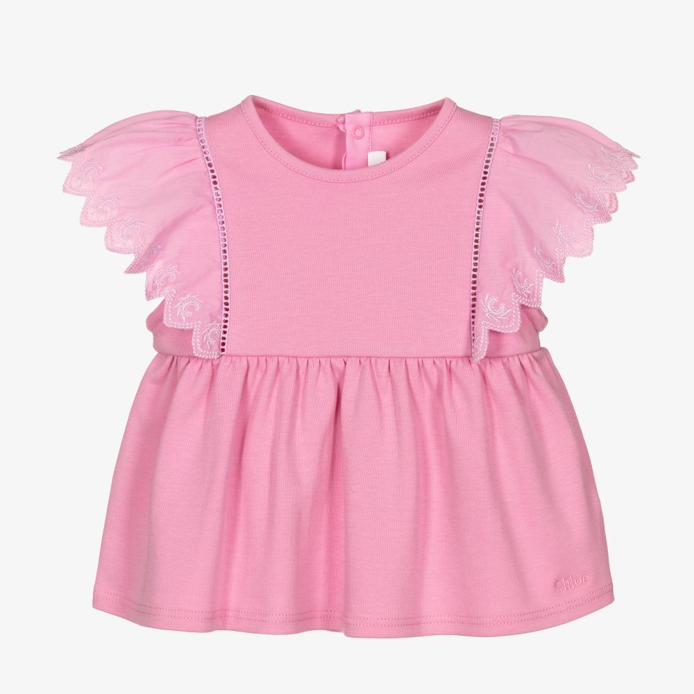 Chloé - Розовая хлопковая футболка для малышей | Childrensalon