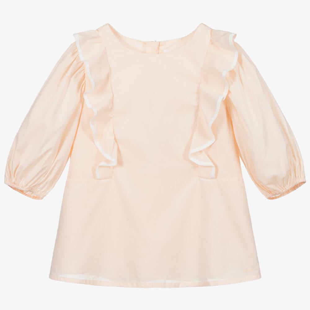 Chloé-Pink Cotton Ruffle Blouse | Childrensalon Outlet