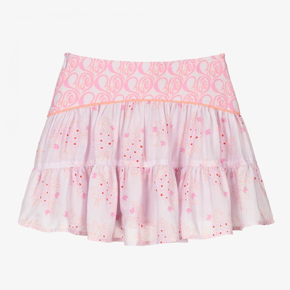 Chloé-Pink Floral & Heart Skirt | Childrensalon Outlet