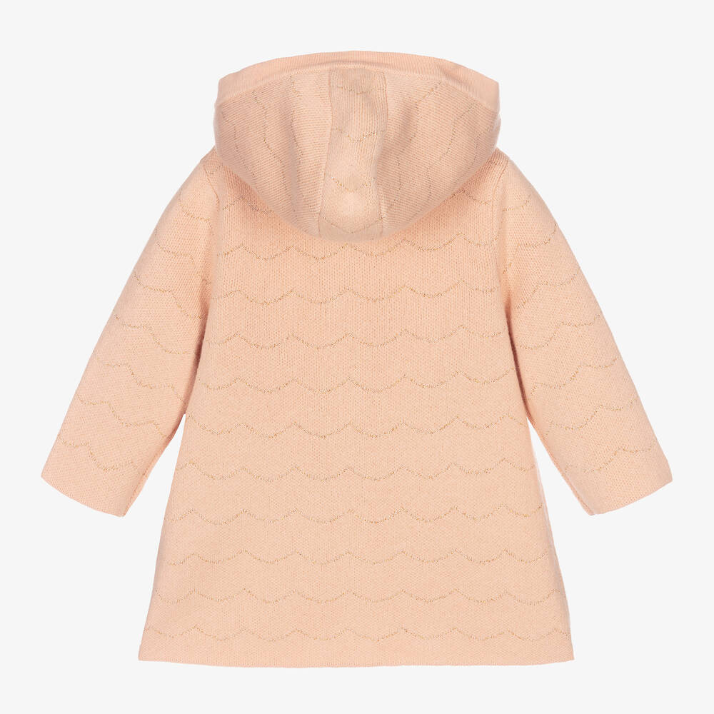 Chloé Pink Knitted Hooded Cardigan Childrensalon Outlet