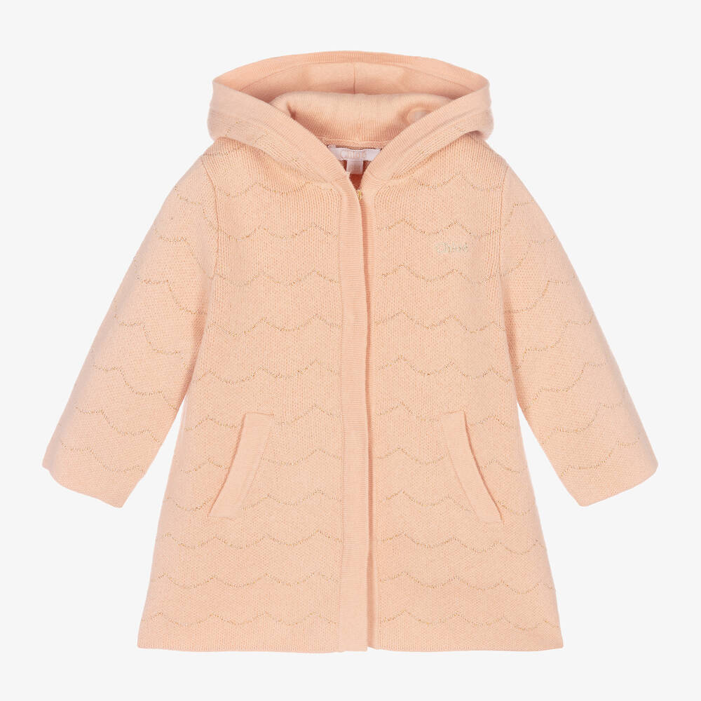 Chloé - Pink Knitted Hooded Cardigan | Childrensalon