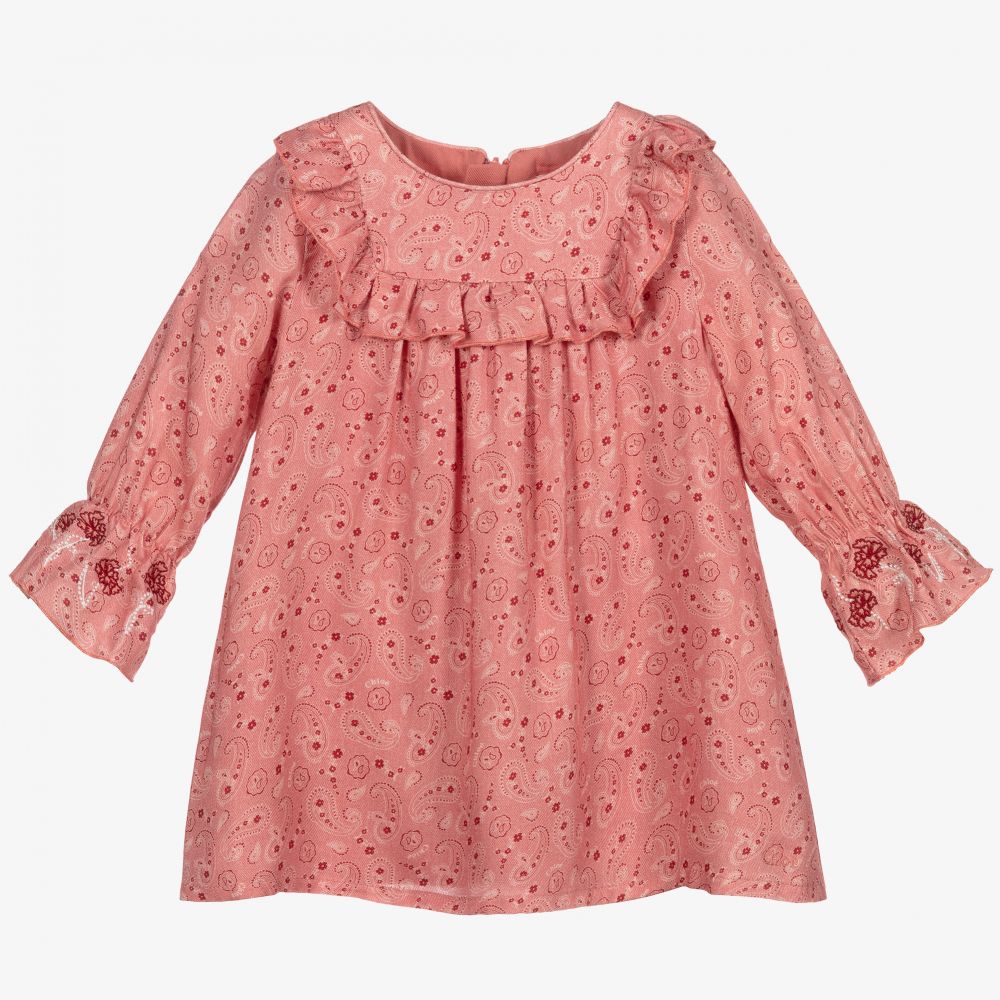 Chloé - Pinkes Rüschenkleid mit Paisleymuster | Childrensalon