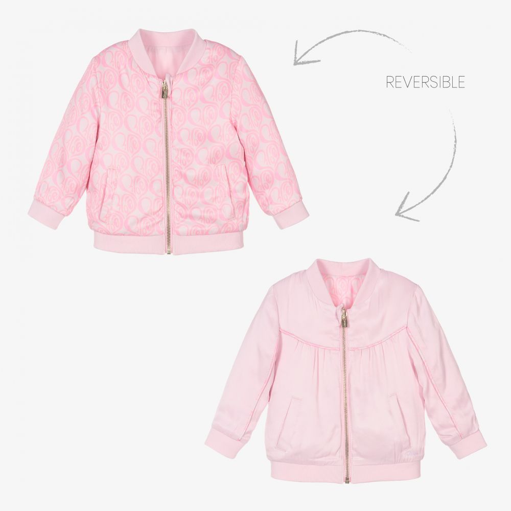 Chloé - Розовая двусторонняя атласная куртка | Childrensalon