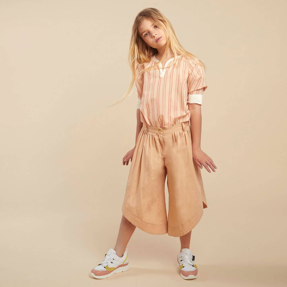 Chloé-Pink Striped Cotton Blouse | Childrensalon Outlet