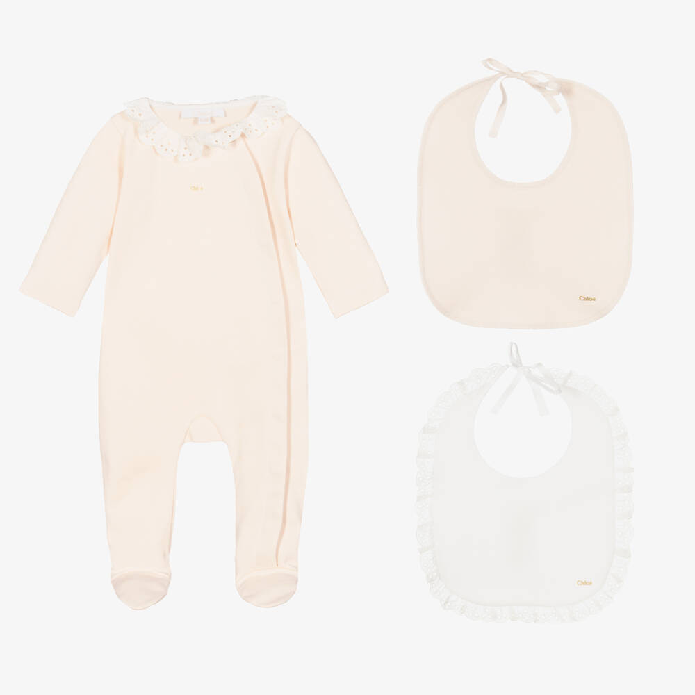 Chloé - Pink & White Babygrow Set | Childrensalon