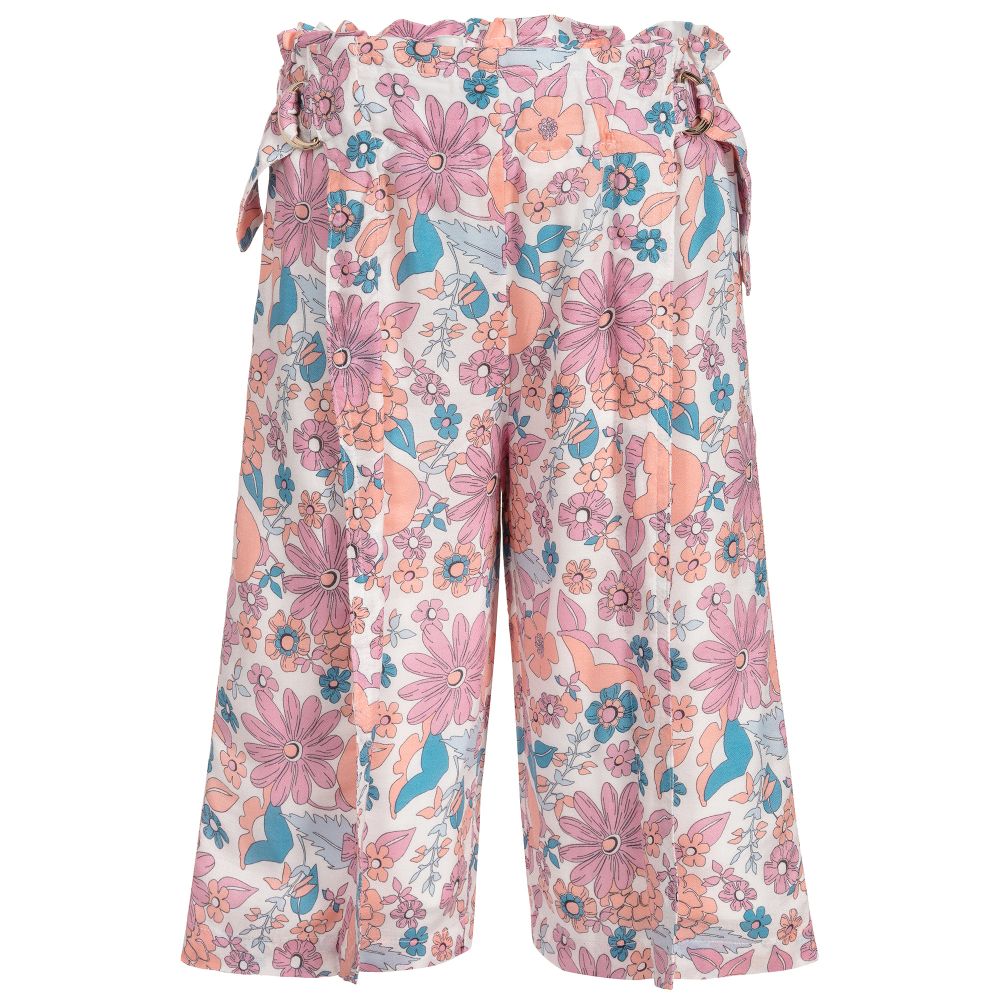 Chloé-Pink & White Floral Culottes | Childrensalon Outlet