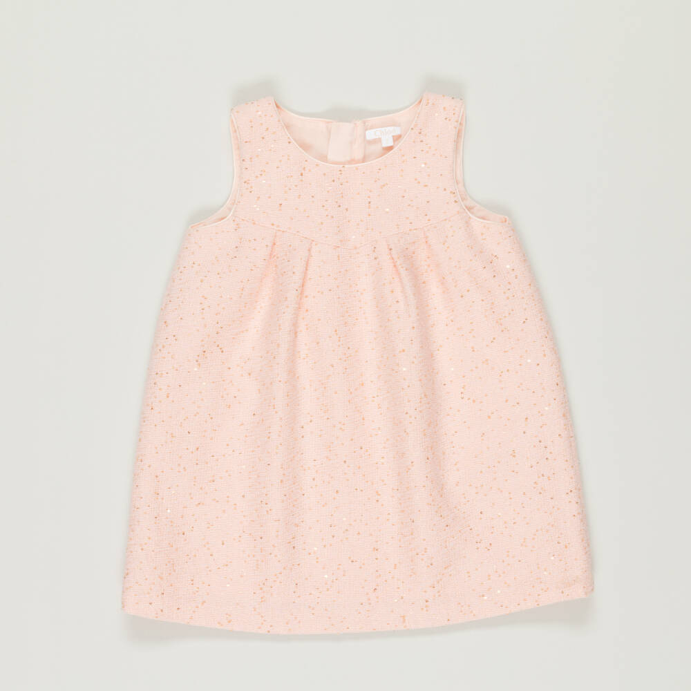 Chloé-Preloved Girls Pink Bouclé Dress with Gold Sequins (2 years) | Childrensalon Outlet