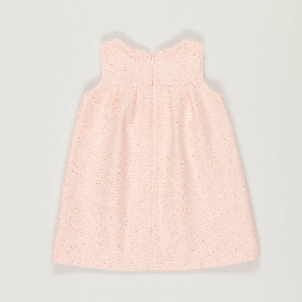 Chloé-Preloved Girls Pink Bouclé Dress with Gold Sequins (2 years) | Childrensalon Outlet