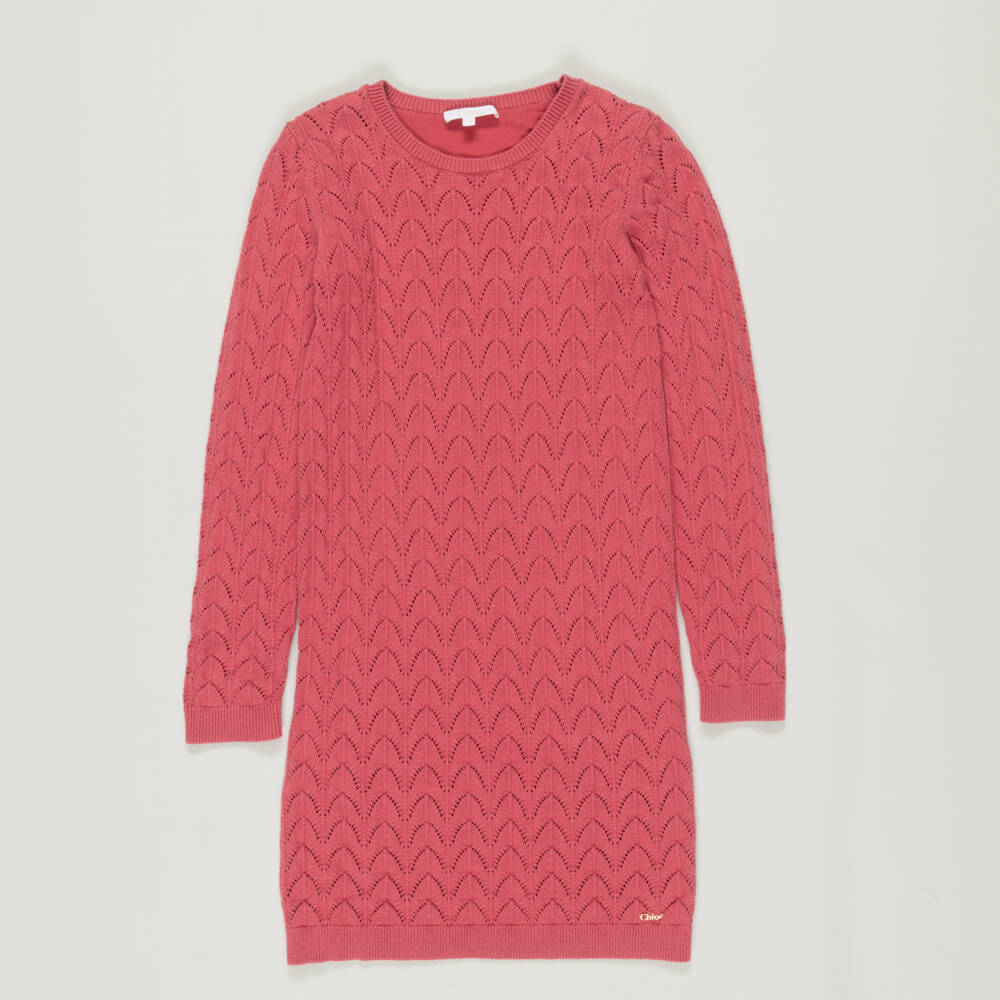 Chloé-Preloved Girls Pink Knitted Dress (10 years) | Childrensalon Outlet