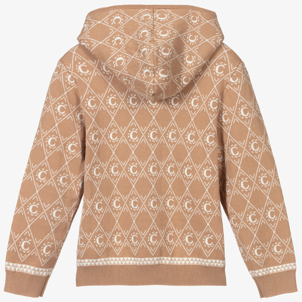 Chloé-Teen Beige Knitted Logo Hoodie | Childrensalon Outlet
