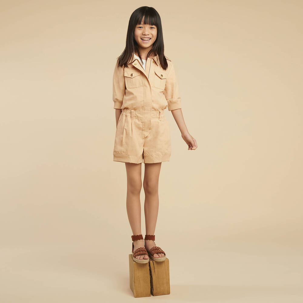 Chloé-Teen Beige Logo Playsuit | Childrensalon Outlet
