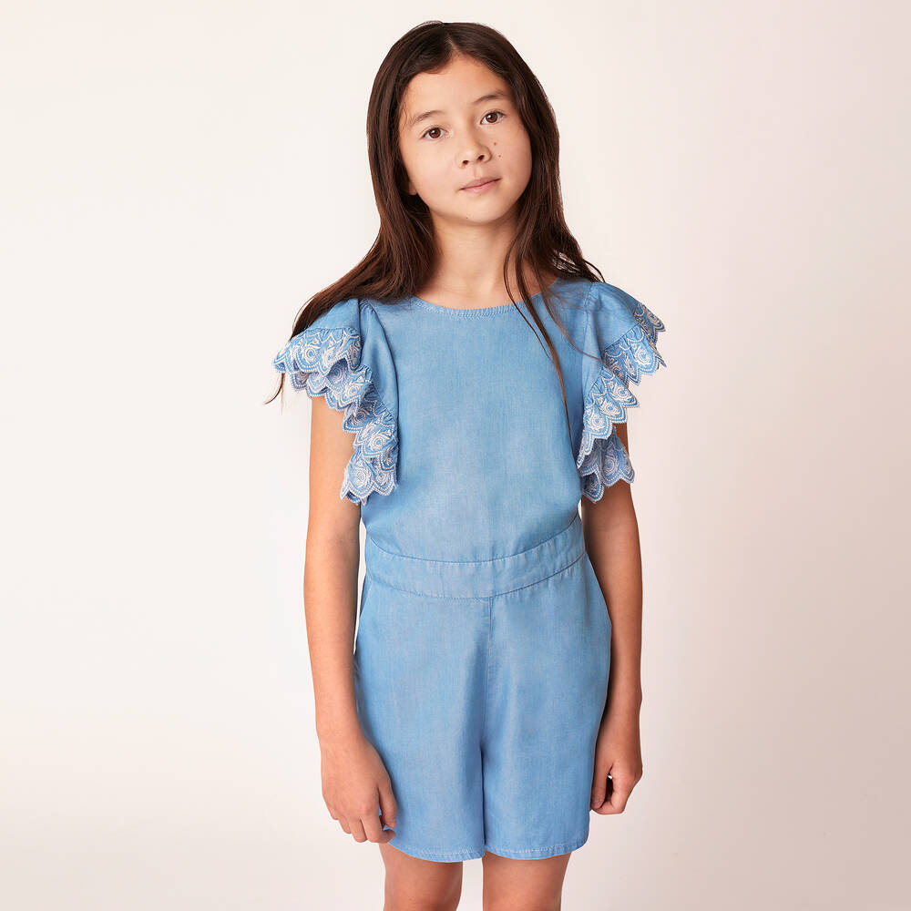 Chloé-Teen Blue Chambray Playsuit | Childrensalon Outlet