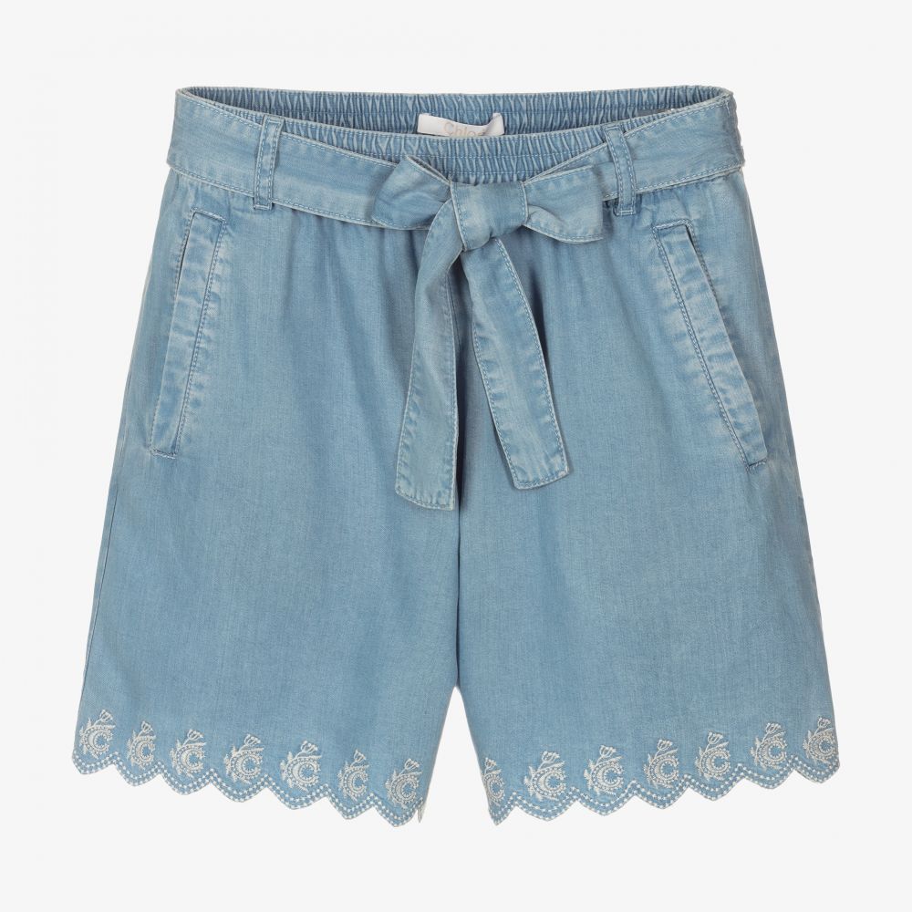 Chloé - Teen Blue Chambray Shorts | Childrensalon