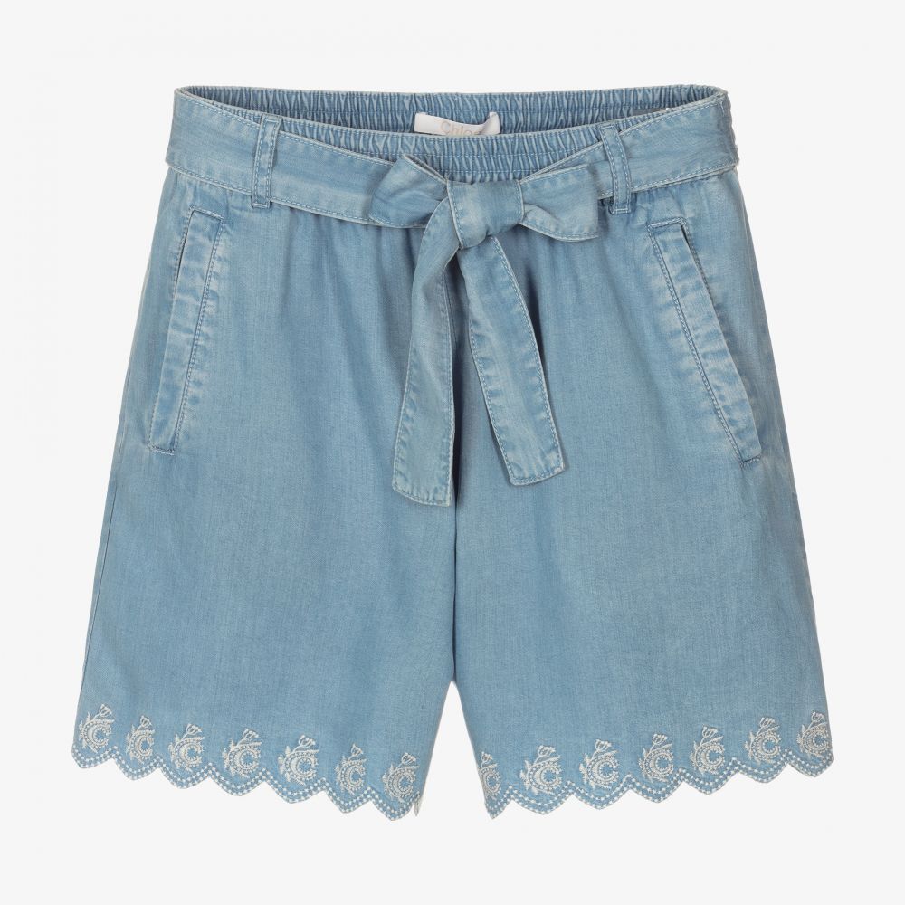 Chloé - Short bleu en batiste Ado | Childrensalon