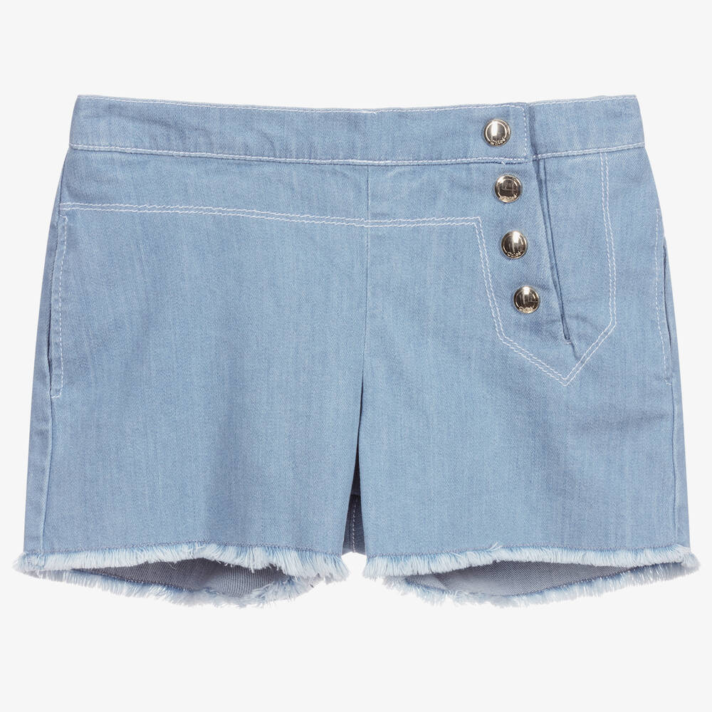 Chloé-شورت تينز بناتي قطن دنيم لون أزرق | Childrensalon Outlet