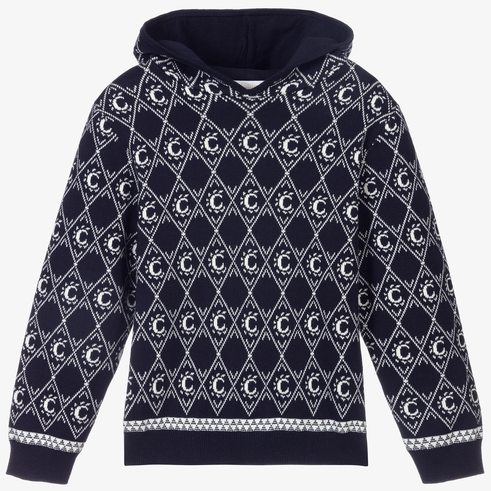 Chloé - Teen Blue Knitted Logo Hoodie | Childrensalon