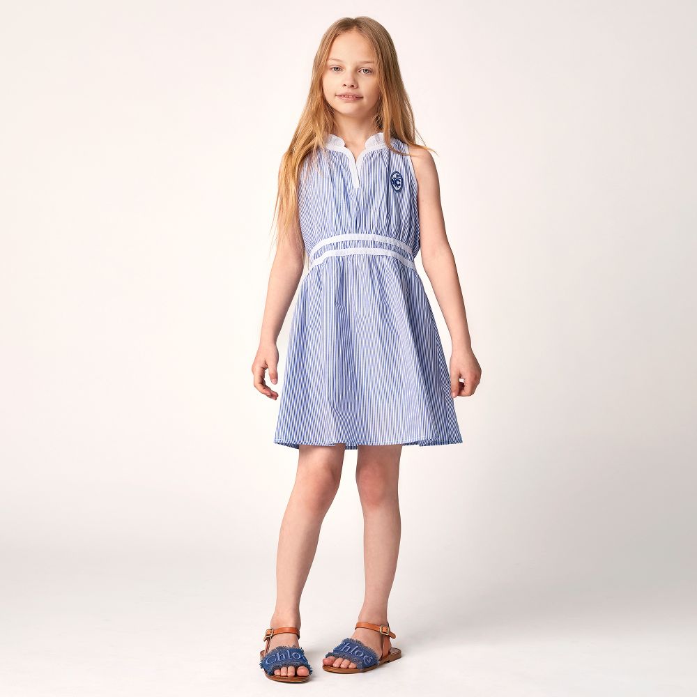 Chlo Teen Blue White Cotton Dress Childrensalon Outlet
