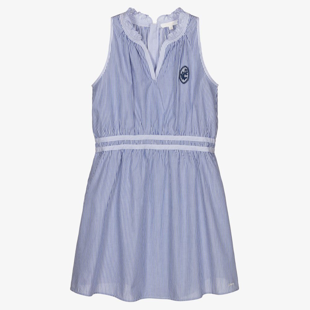 Chloé - فستان تينز قطن جيرسي لون أزرق وأبيض | Childrensalon
