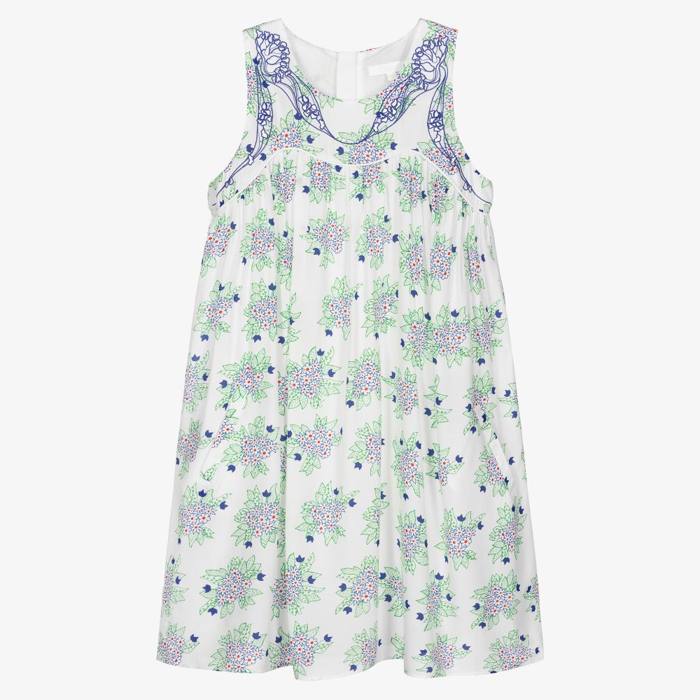 Chloé-Teen Blue & White Silk Dress | Childrensalon Outlet