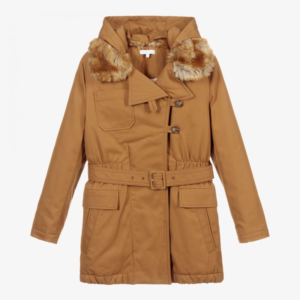 Chloé - Teen Brown Cotton Belted Coat | Childrensalon