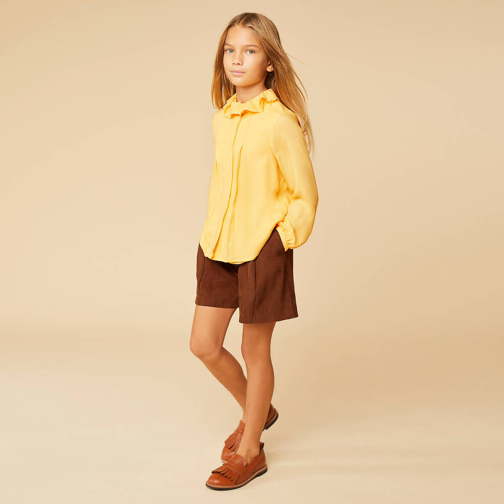 Chloé-Teen Brown Faux Suede Shorts | Childrensalon Outlet