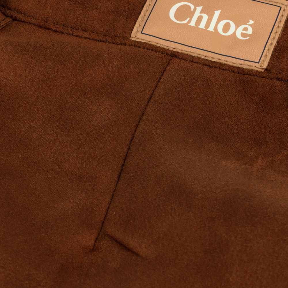 Short en daim shop marron