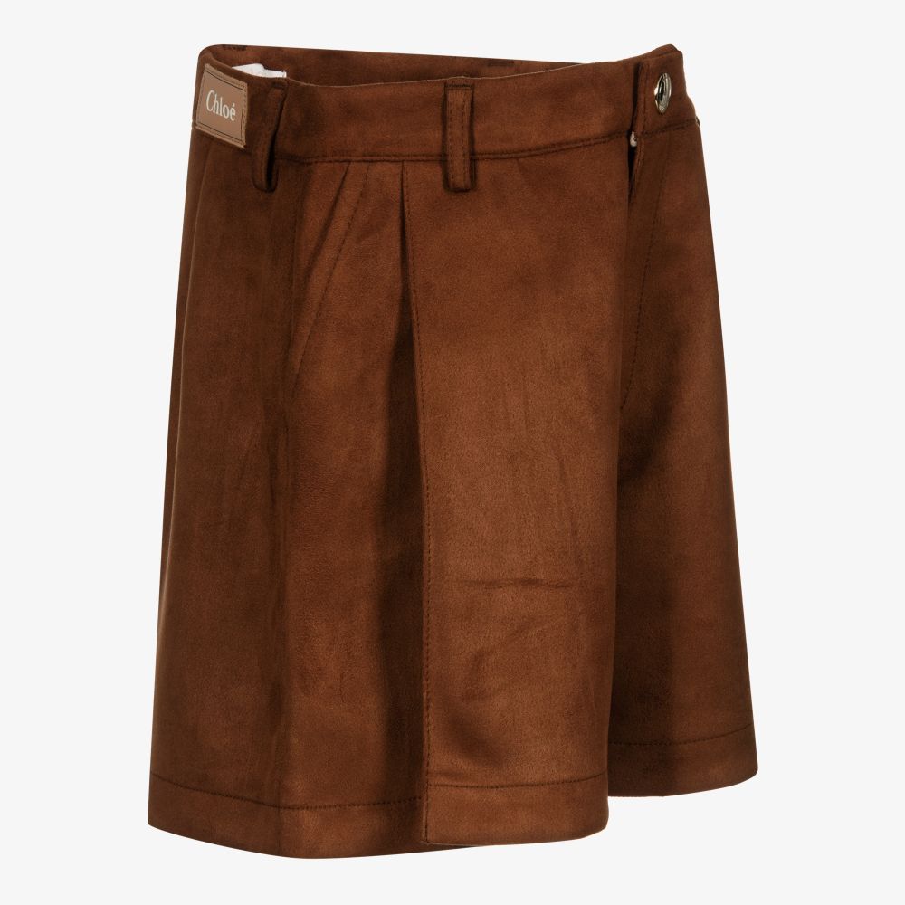 Chloé-Teen Brown Faux Suede Shorts | Childrensalon Outlet