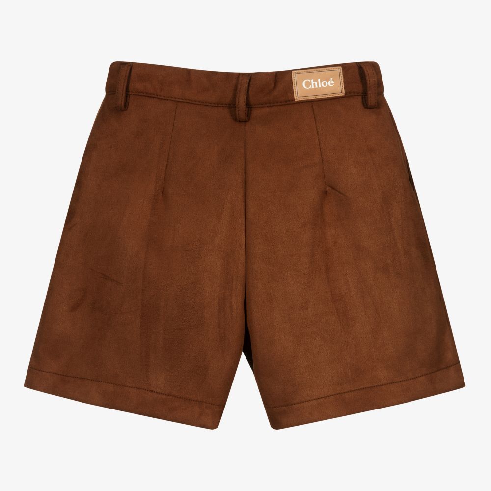 Chloé-Teen Brown Faux Suede Shorts | Childrensalon Outlet