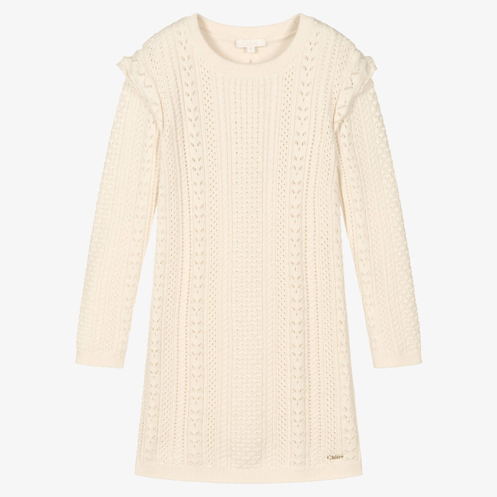 Chloé - Elfenbeinfarbenes Teen Strickkleid (M) | Childrensalon