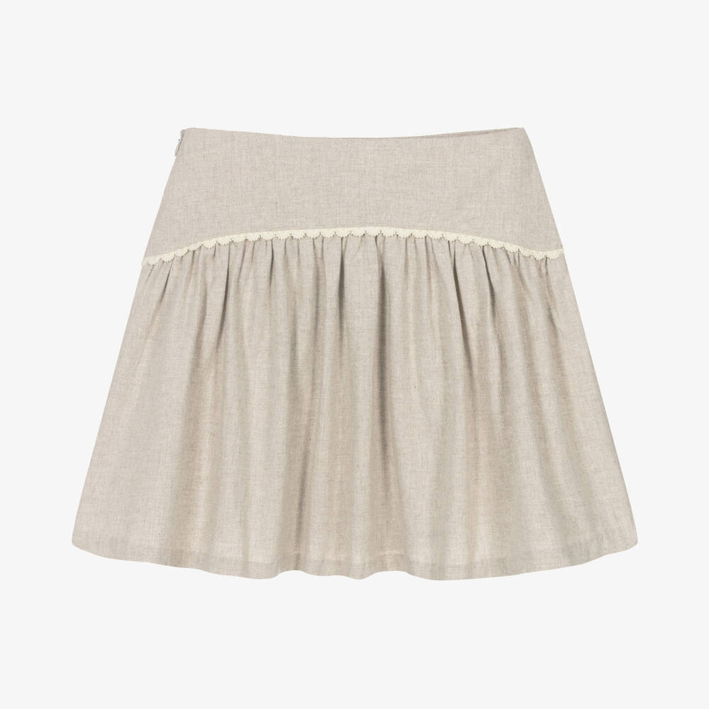 Chloé-Бежевая хлопковая юбка с вышивкой | Childrensalon Outlet
