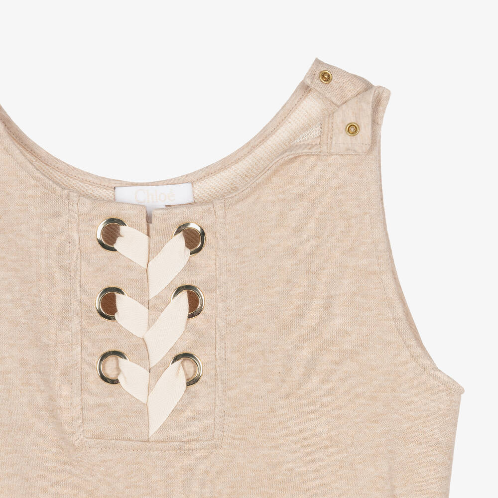 Chloé-Teen Girls Beige Cotton Ribbon Playsuit | Childrensalon Outlet