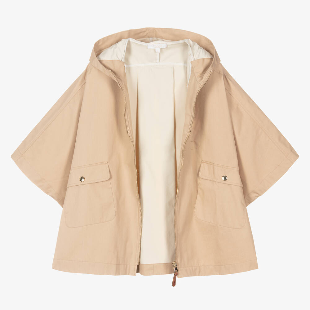 Chloé-Teen Girls Beige Cotton Twill Zip-Up Cape | Childrensalon Outlet