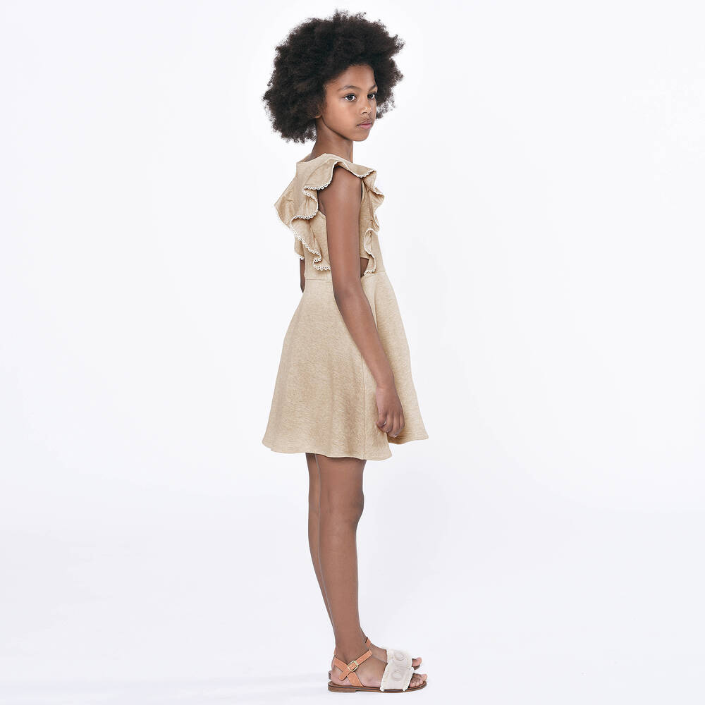 Chloé-Teen Girls Beige Cut-Out Jersey Dress | Childrensalon Outlet