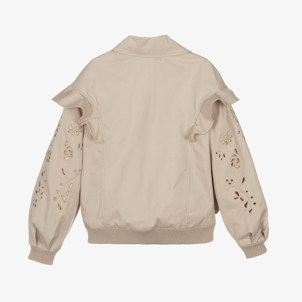 كلوي-جاكيت تينز بناتي قطن تويل مطرز لون بيج | Childrensalon Outlet