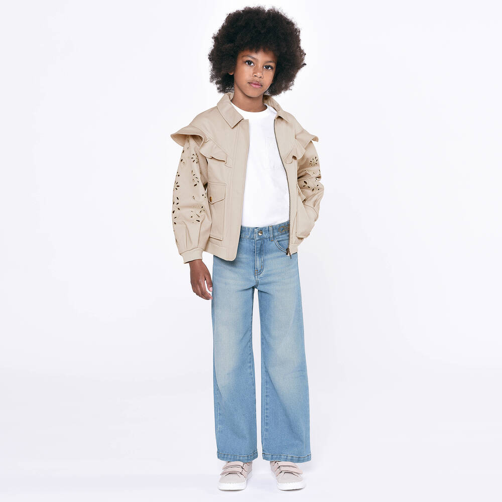 كلوي-جاكيت تينز بناتي قطن تويل مطرز لون بيج | Childrensalon Outlet