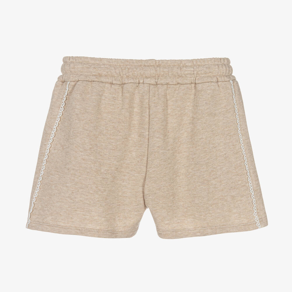 Chloé-Бежевые шорты с кружевной отделкой | Childrensalon Outlet