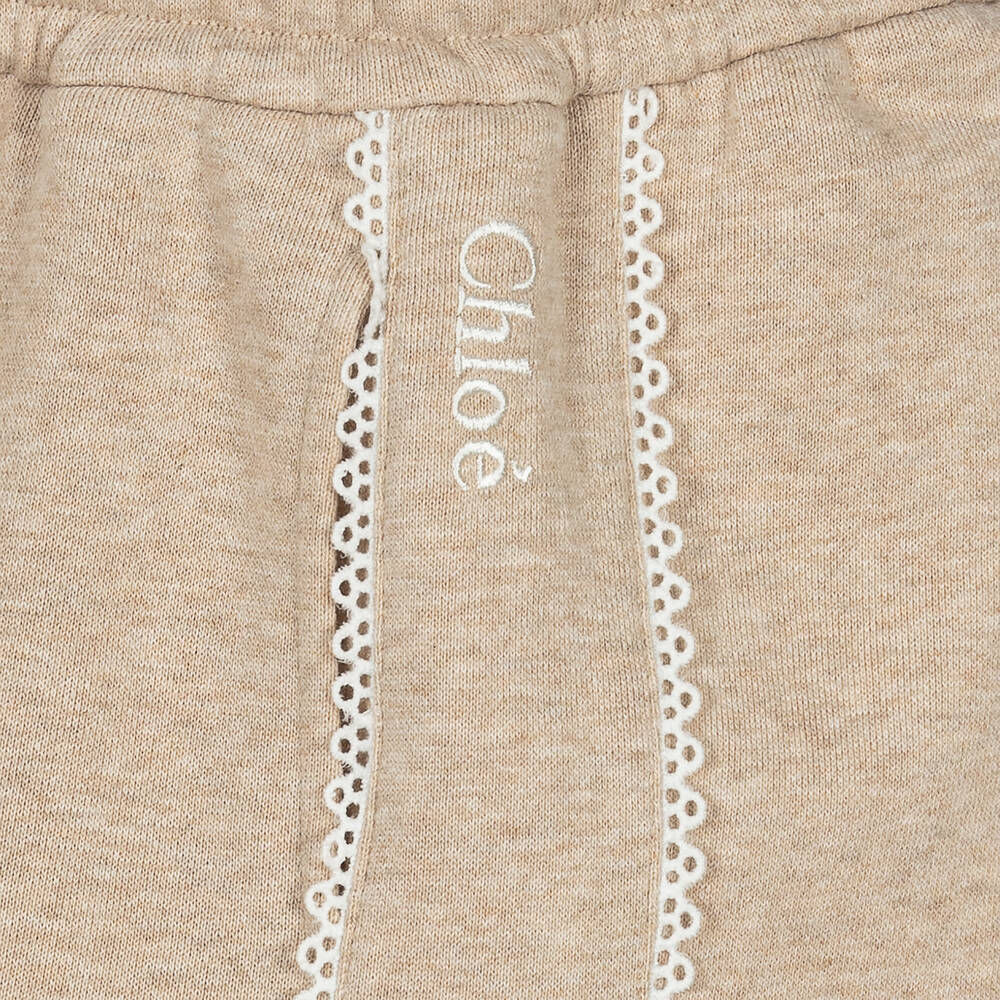 Chloé-Бежевые шорты с кружевной отделкой | Childrensalon Outlet