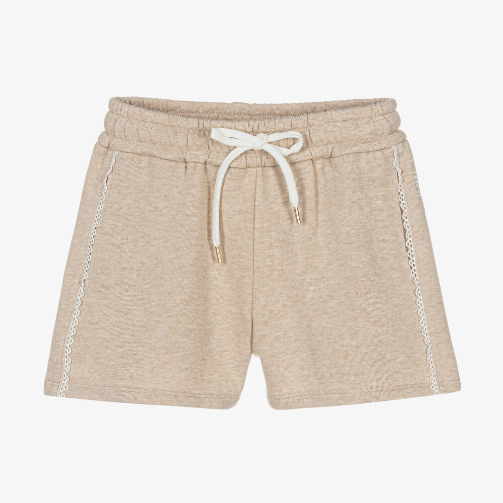 Chloé-Teen Girls Beige Lace Trim Shorts | Childrensalon Outlet