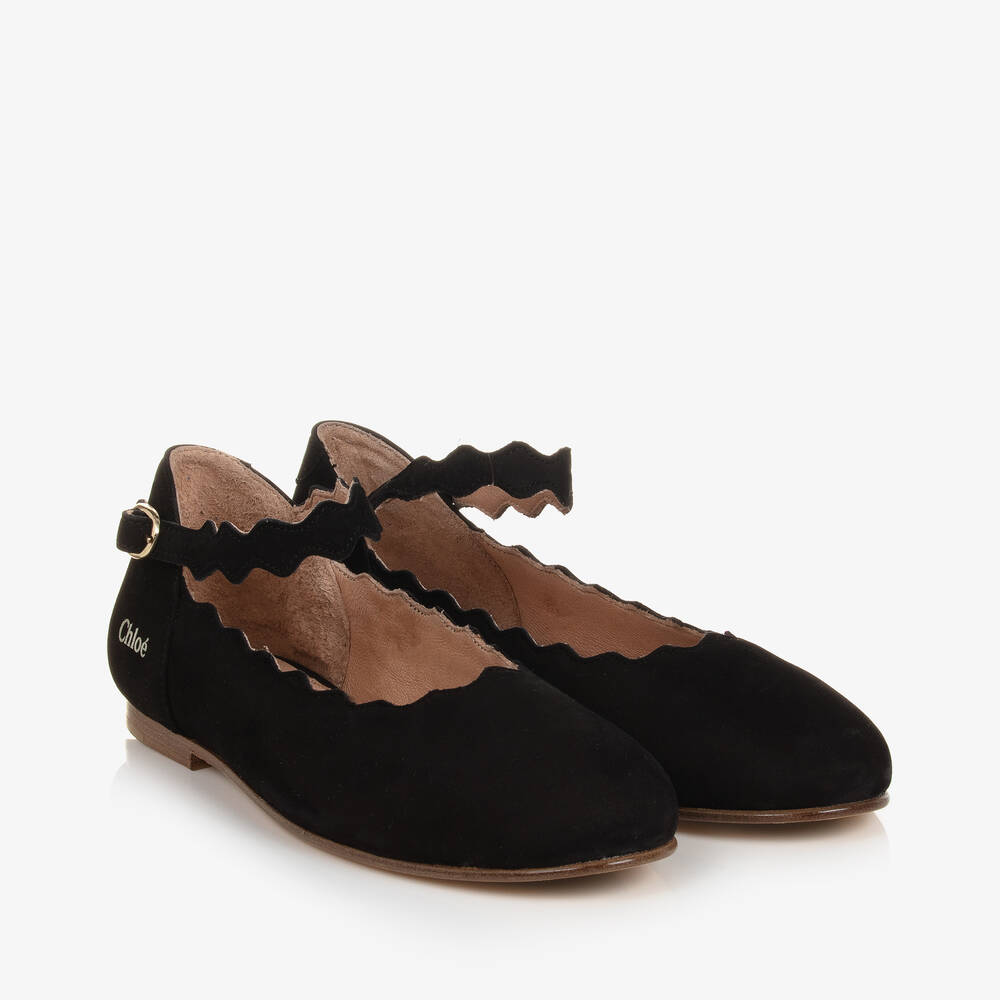 Chloé - حذاء بمب تينز بناتي جلد لون أسود | Childrensalon