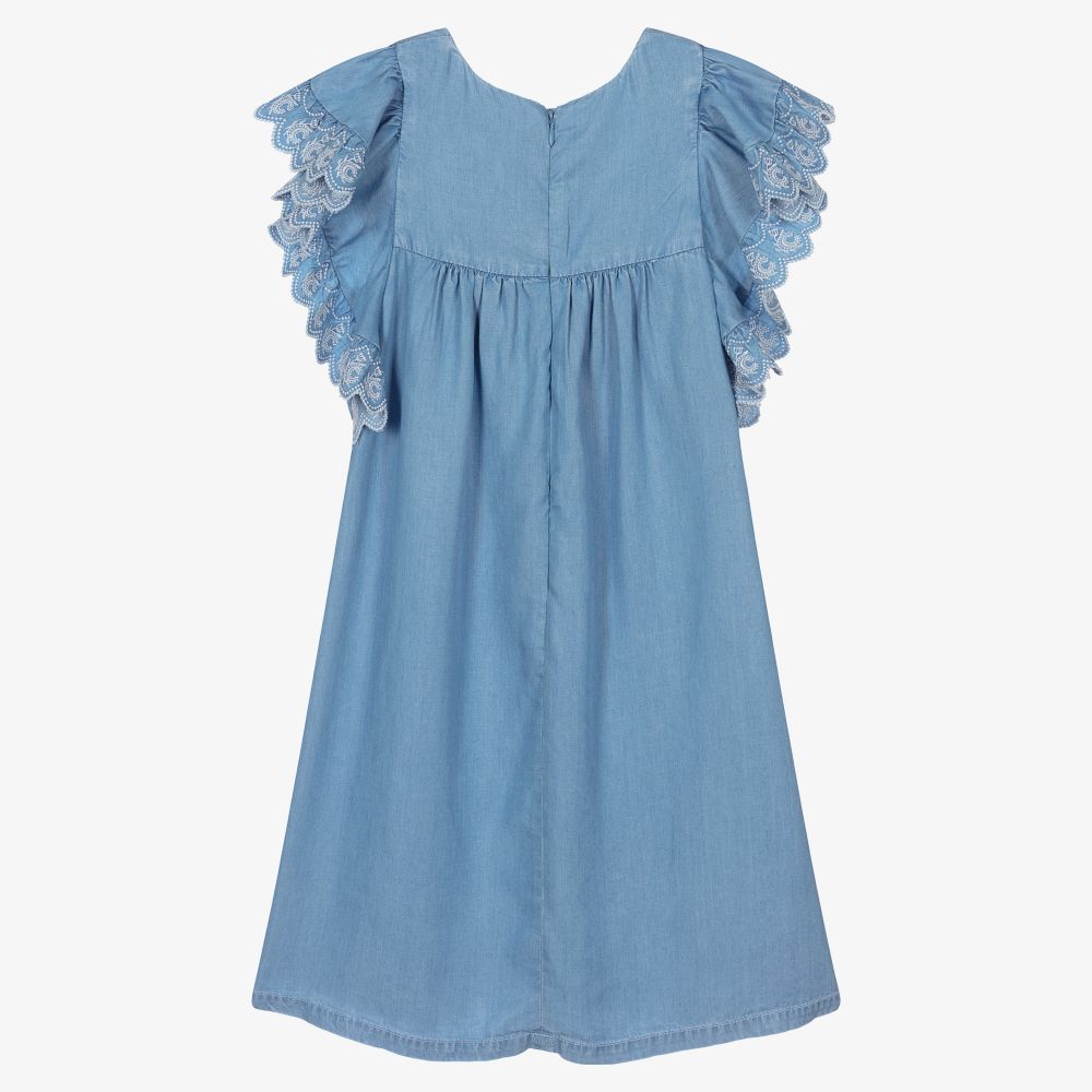 Chloé-فستان تينز ليوسيل شامبري لون أزرق | Childrensalon Outlet