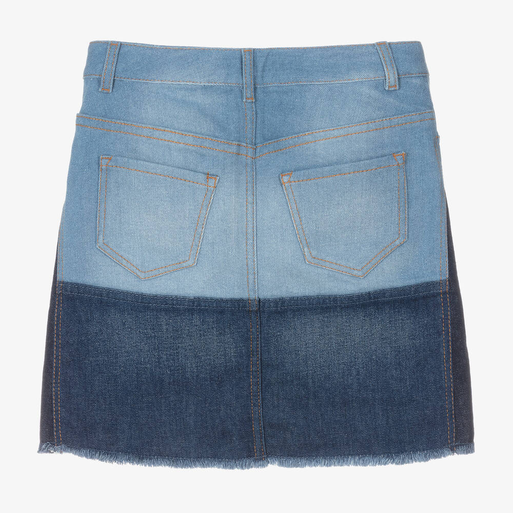 Chloé-Teen Girls Blue Colourblock Denim Skirt | Childrensalon Outlet