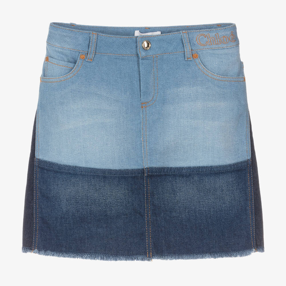 Chloé - Jupe en jean color block ado fille | Childrensalon