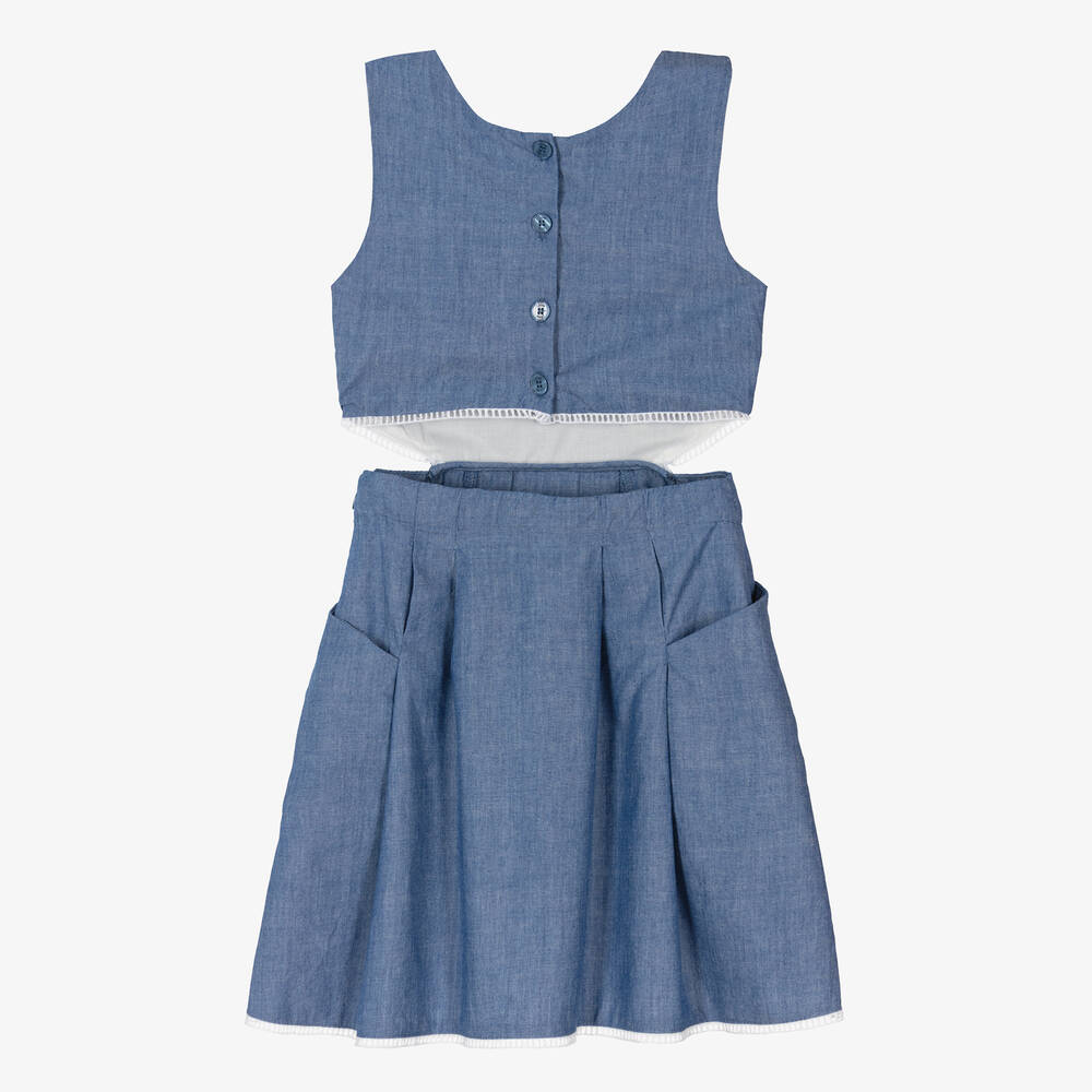 Chloé-Teen Girls Blue Cotton Chambray Dress | Childrensalon Outlet