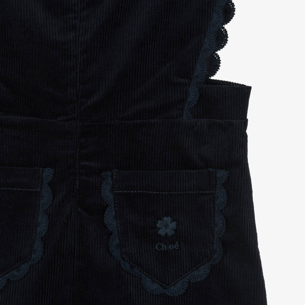 Chloé-Синий сарафан из хлопкового вельвета | Childrensalon Outlet