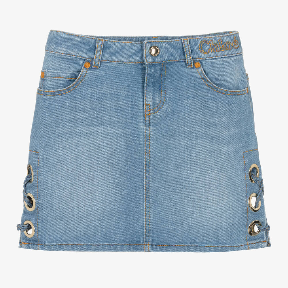 Chloé-Teen Girls Blue Denim Eyelet Skirt | Childrensalon Outlet
